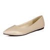 Glossy Patent Leather Women Nude Flat Shoes